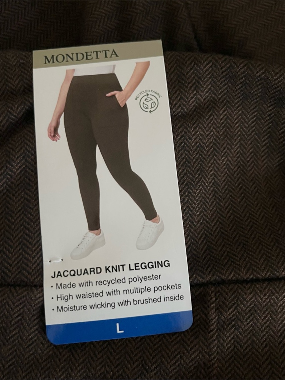 MONDETTA BUNDLE NEW 2 Jacquard knit Navy blue and Brown Leggings Size L - Picture 5 of 7